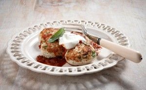 Chicken burgers patties with tomato sauce