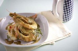Shrimps with rosemary and fragrant garlic oil
