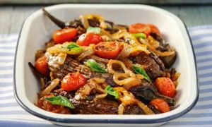 Eggplants with cherry tomato sauce