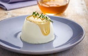 Anthotiro and honey panna cotta