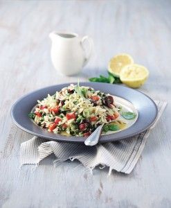 Orzo salad with veggies and fresh herbs