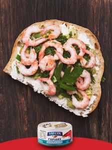 Μεζεδάκι με ταραμοσαλάτα, αβοκάντο και γαριδούλες Safcol