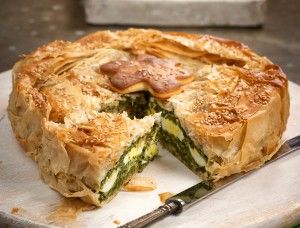 Eggs, greens and cheese holiday pie