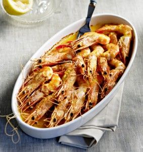 Easy lemon – butter roasted shrimps