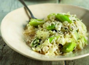 Cabbage with rice and leeks