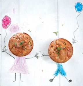 Muffins με κολοκυθάκια και τυρί