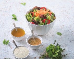 Mixed greens salad with citrus – honey vinaigrette