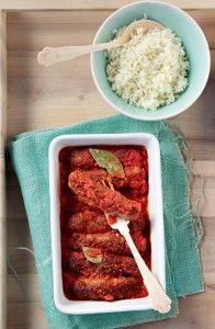 Soutzoukakia in rich tomato sauce
