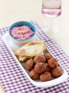 Chicken meatballs with beetroot yogurt