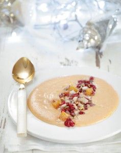 Mashed sweet potatoes with pomegranate pesto
