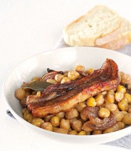 Χοιρινή πανσέτα με ρεβίθια και μανιτάρια