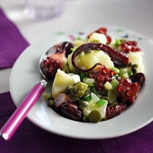 Warm potato and octopus salad