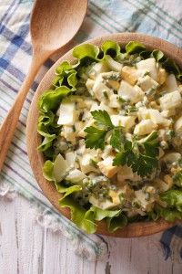 Egg salad with anchovies and fish roe