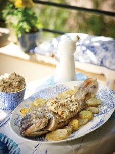 Roast red porgy with skordalia