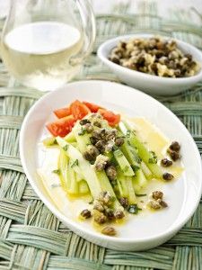Cucumber salad with fried capers