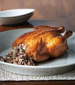Juicy chicken stuffed with pancetta and fresh herbs