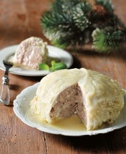 Cabbage with ground meat and cheese filling
