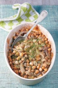 Roast chickpeas with lemon and fennel