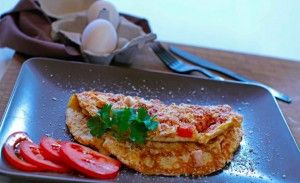 Omelet with carrot puree