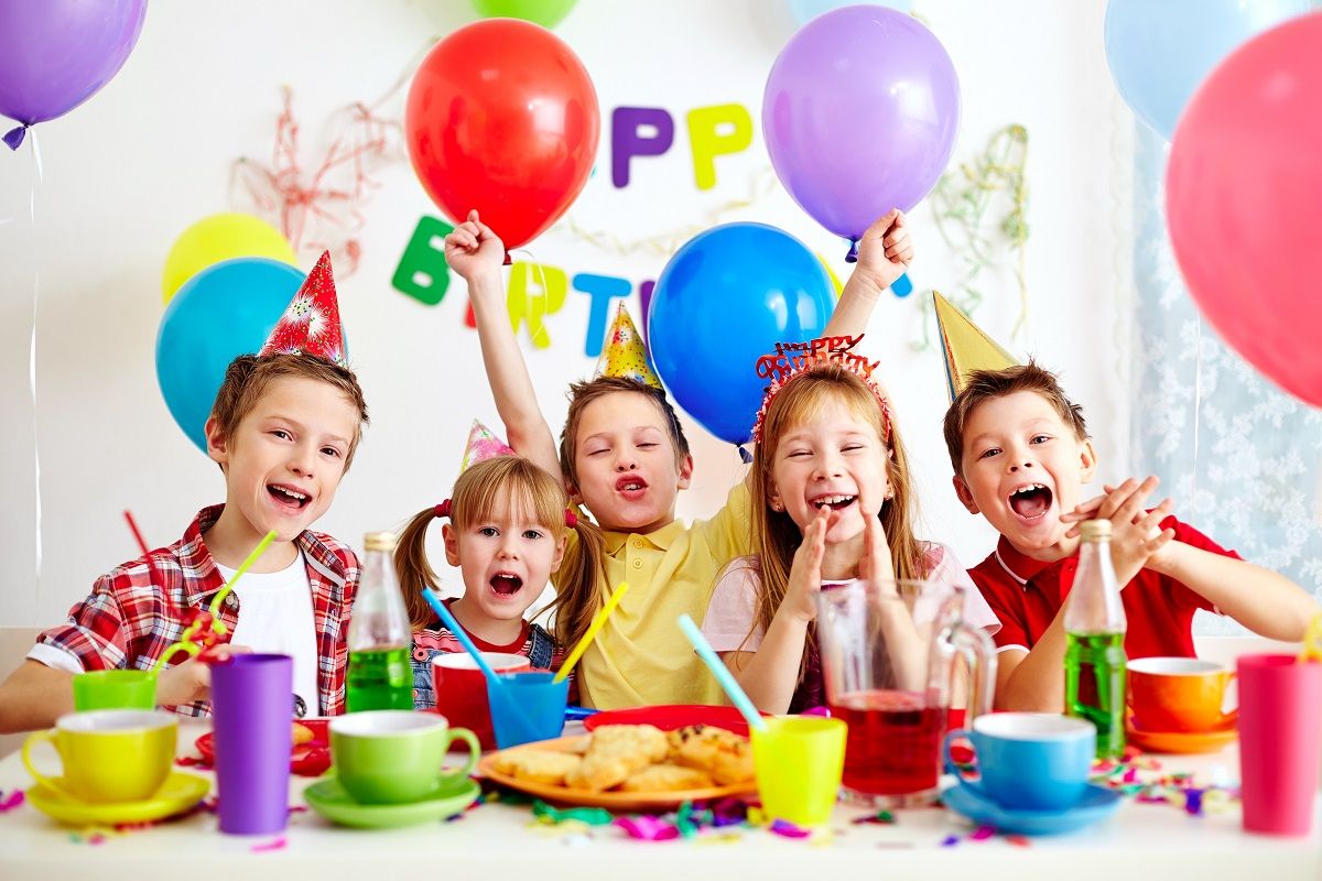 16333917 – group of adorable kids having fun at birthday party