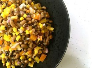 Pepper, corn and beans salad
