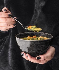 Fava bean, chard and saffron soup