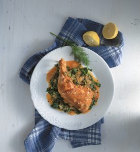 Chicken, spinach and tomato stew