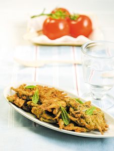 Whitebait, tomato and onion bites