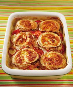 Zucchini and goat cheese gratin