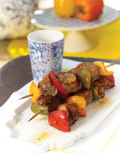 Beer marinade pork souvlaki