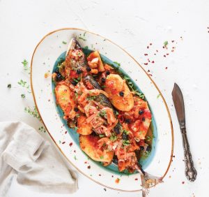 Spicy baked mackerel