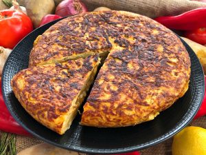 Tortilla with caramelised onions