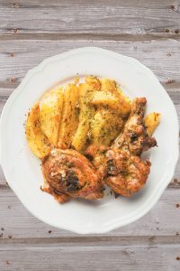 Turkey chops in lemon, thyme and mustard sauce
