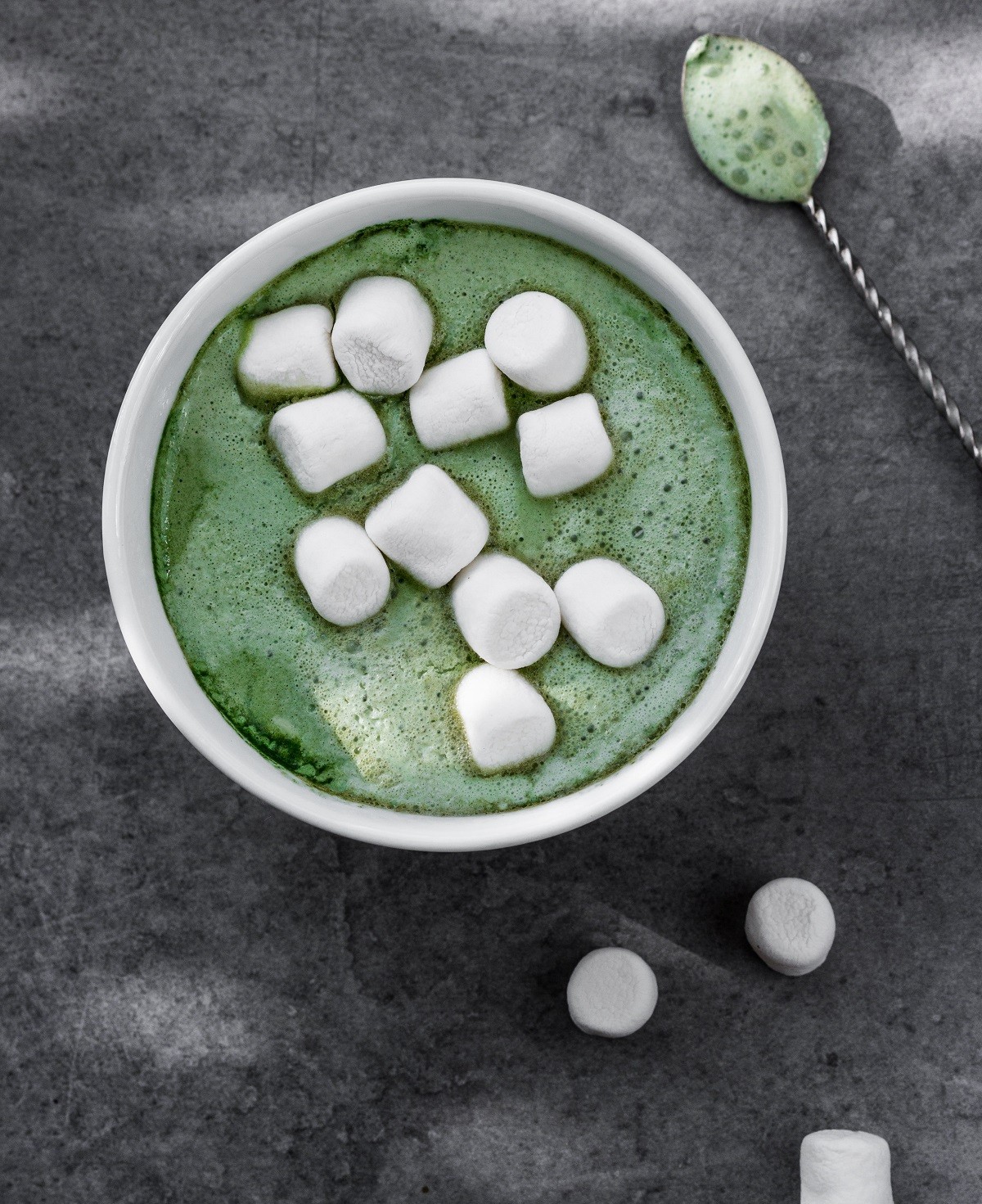 Matcha latte with marshmallows