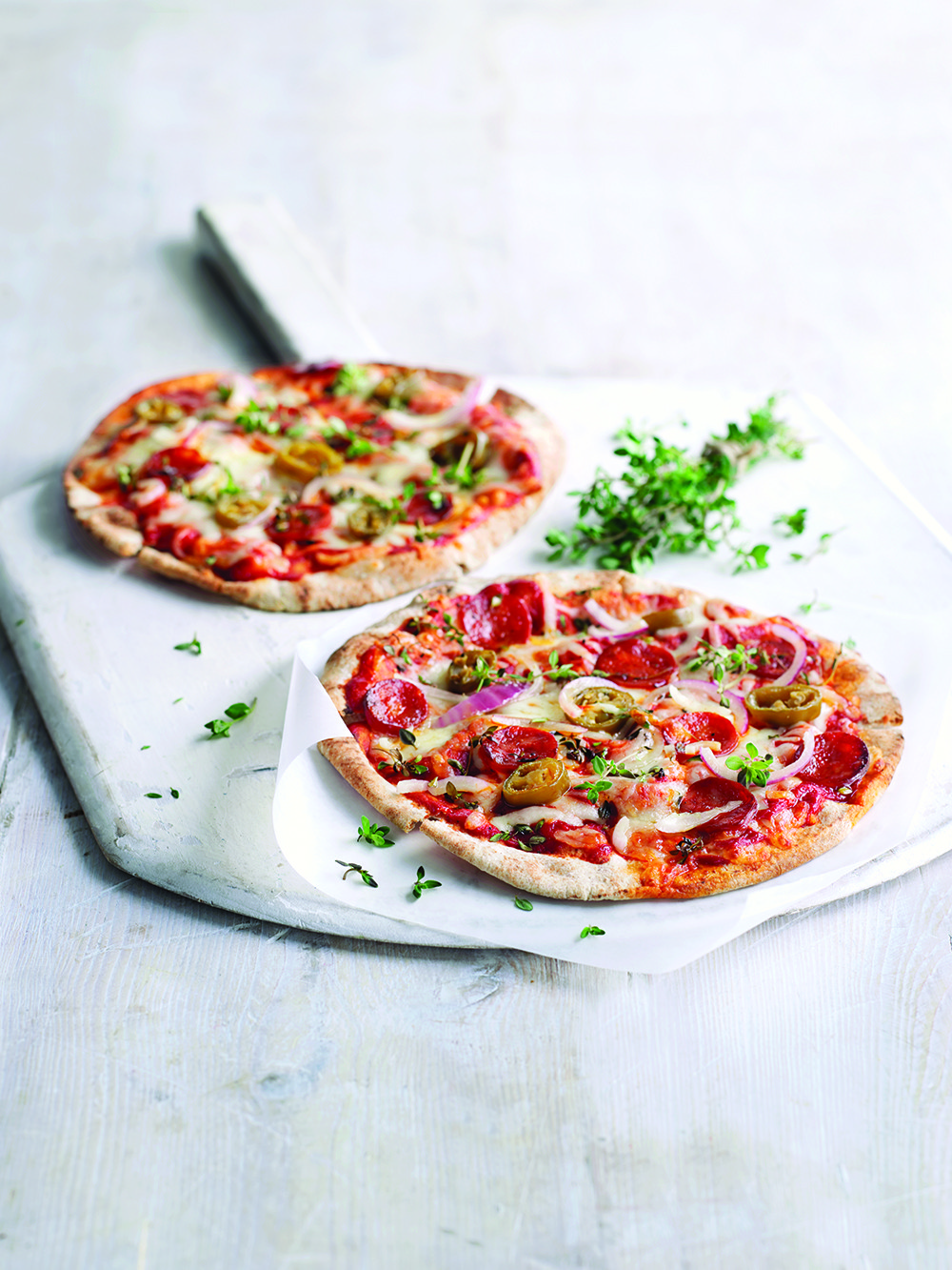 skinny pizza with chorizo and jalapenos