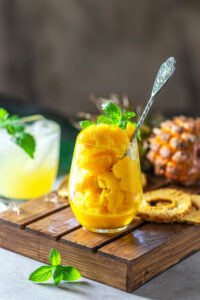 Homemade,Pineapple,Sorbet,Ice,Cream,In,A,Glass,On,A