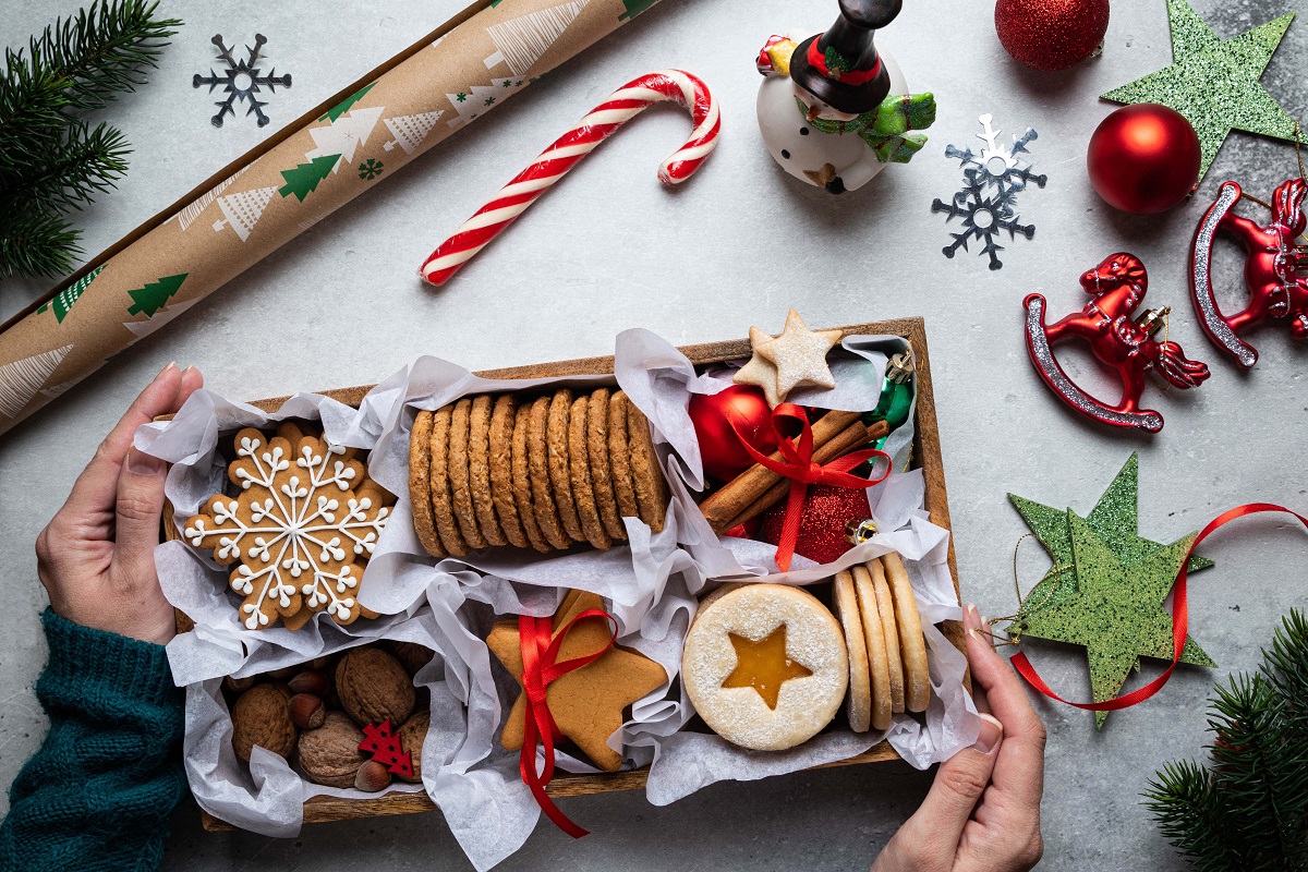 Gift,Wooden,Box,With,Tasty,Homemade,Cookies,And,Nuts,In
