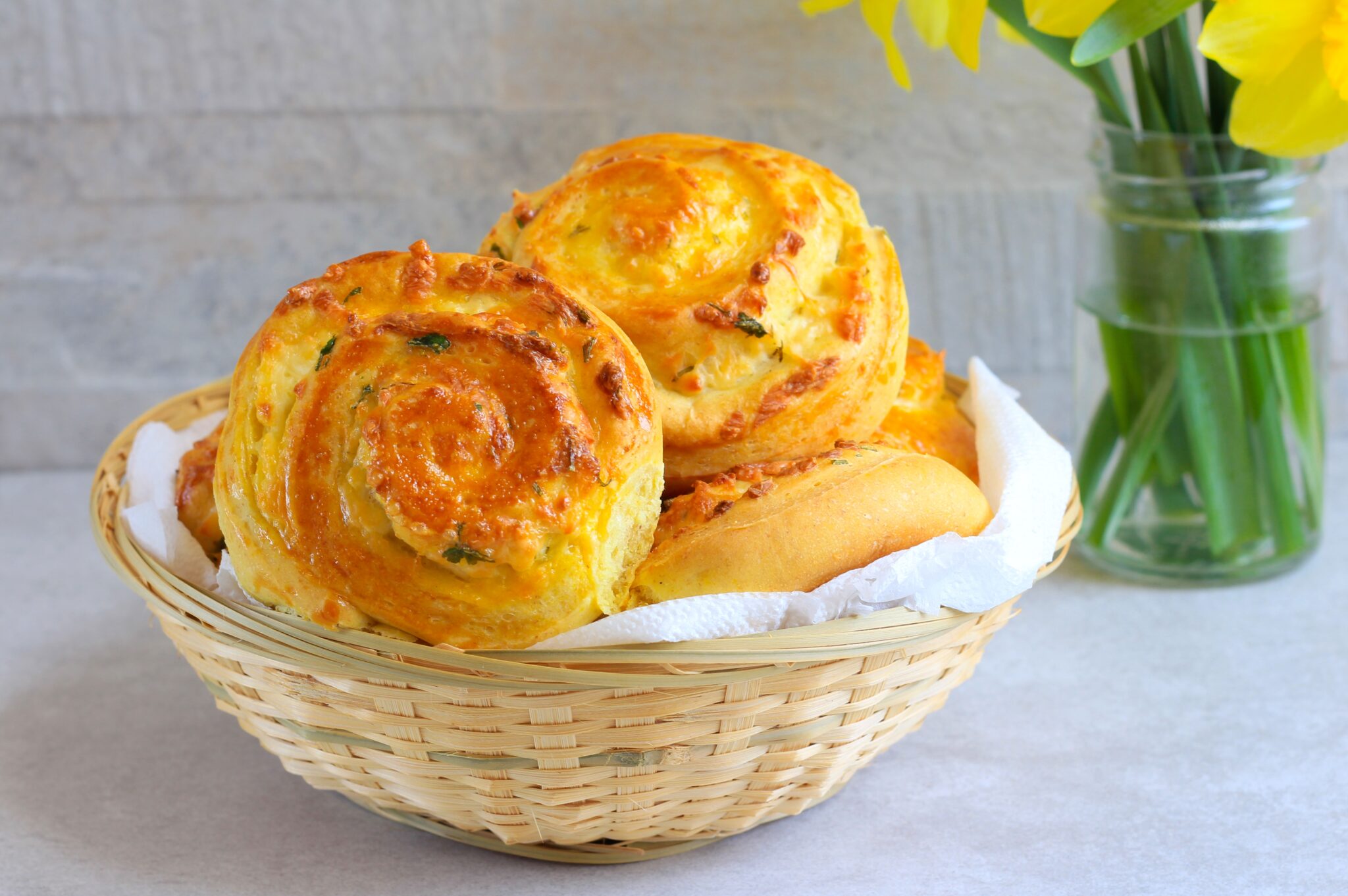 Homemade,Cheese,Rolls,In,A,Basket