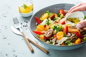 Fresh,Colorful,Spring,Vegetable,Salad,With,Cherry,Tomatoes,And,Sweet