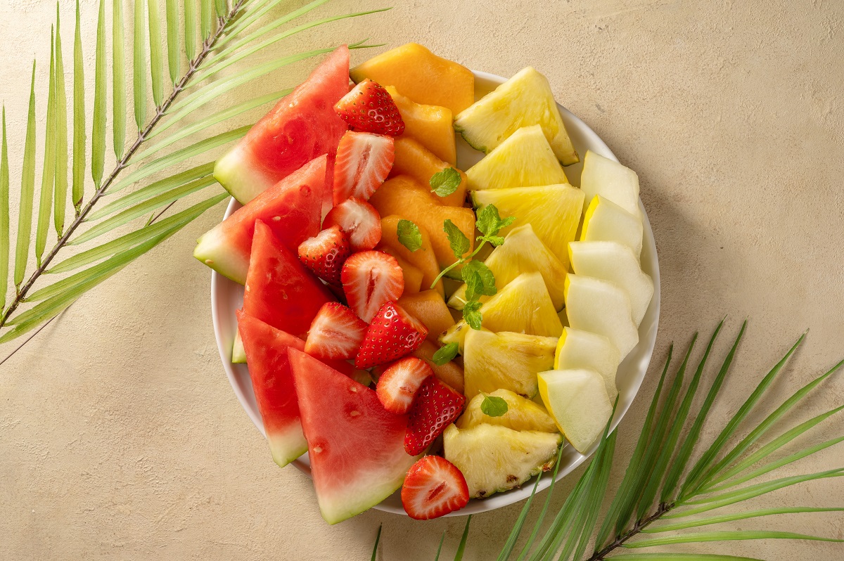 Summer,Fresh,Fruits,Assortment,Platter,Antipasti,,Watermelon,,Pineapple,,Melon,And