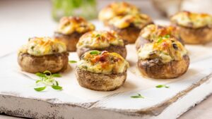 Stuffed,Mushrooms,With,Cheese,,Delicious,Baked,Appetizer,,Traditional,Starter,,Golden