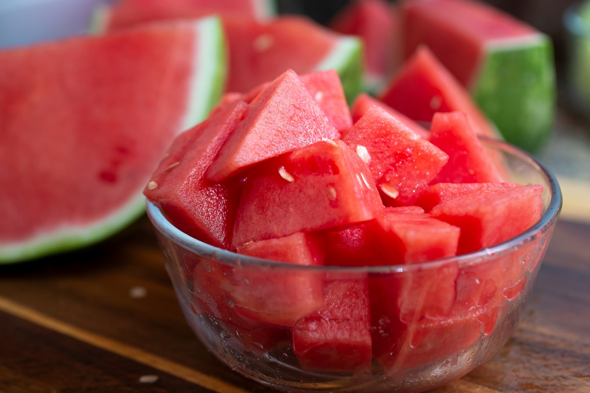 A,View,Of,A,Bowl,Of,Chopped,Watermelon.