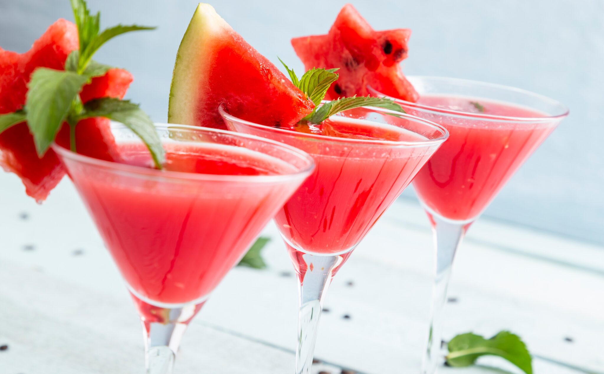 Cold,Watermelon,Cocktails,Served,In,Martini,Glasses,As,A,Summertime