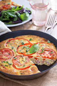 Frittata,With,Tomatoes,,Red,Peppers,,Mustard,And,Ham