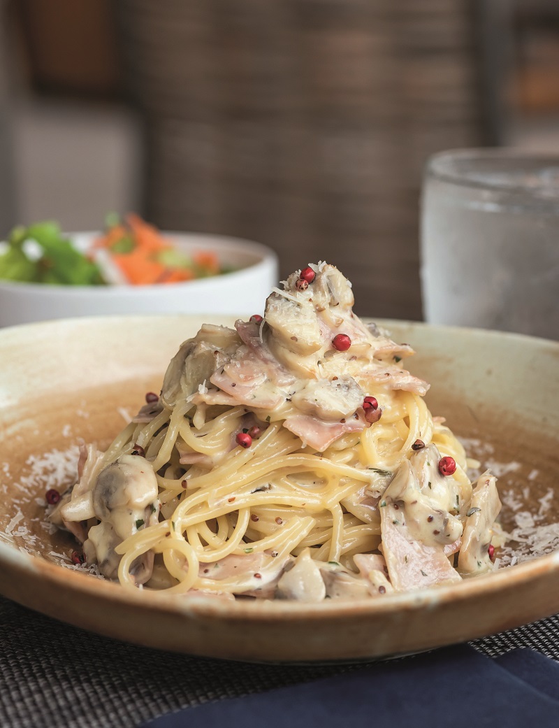 Italian food serving in the alfresco dining area