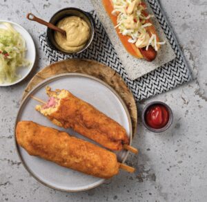 Corndog πατάτας με sauce μουστάρδας
