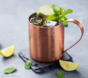 Cold,Moscow,Mules,Cocktail,With,Ginger,Beer,,Vodka,,Lime.,Grey