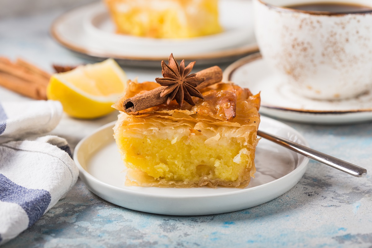 Custard,Of,”galaktoboureko”,Or,Bougatsa,Greek,Traditional,Dessert,Baked,In