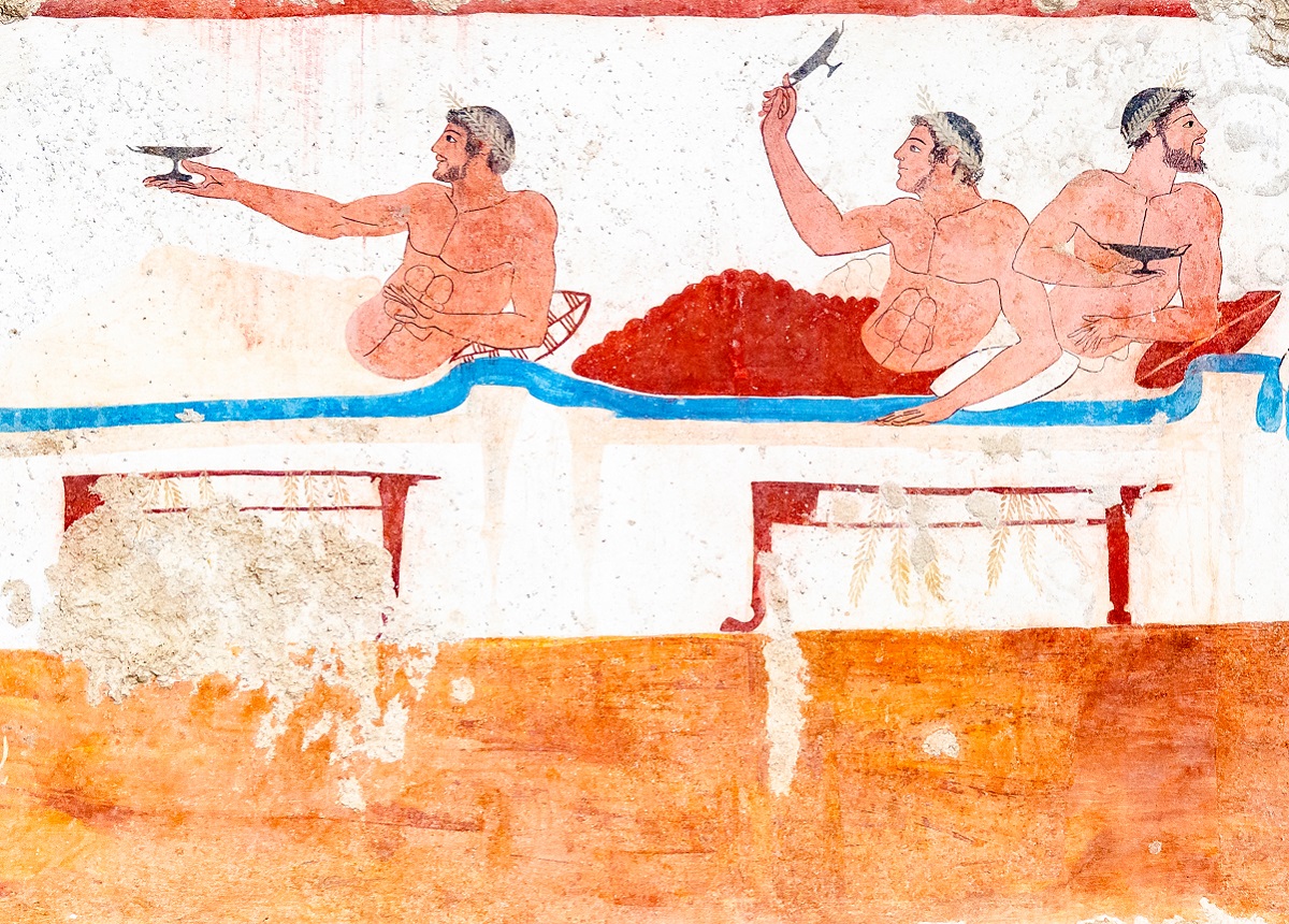 Paestum,,Ancient,Frescoes,In,The,Tomb,Of,The,Diver