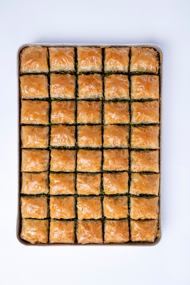 Top,View,Of,Pistachio,Baklava,On,A,Tray,Isolated,On